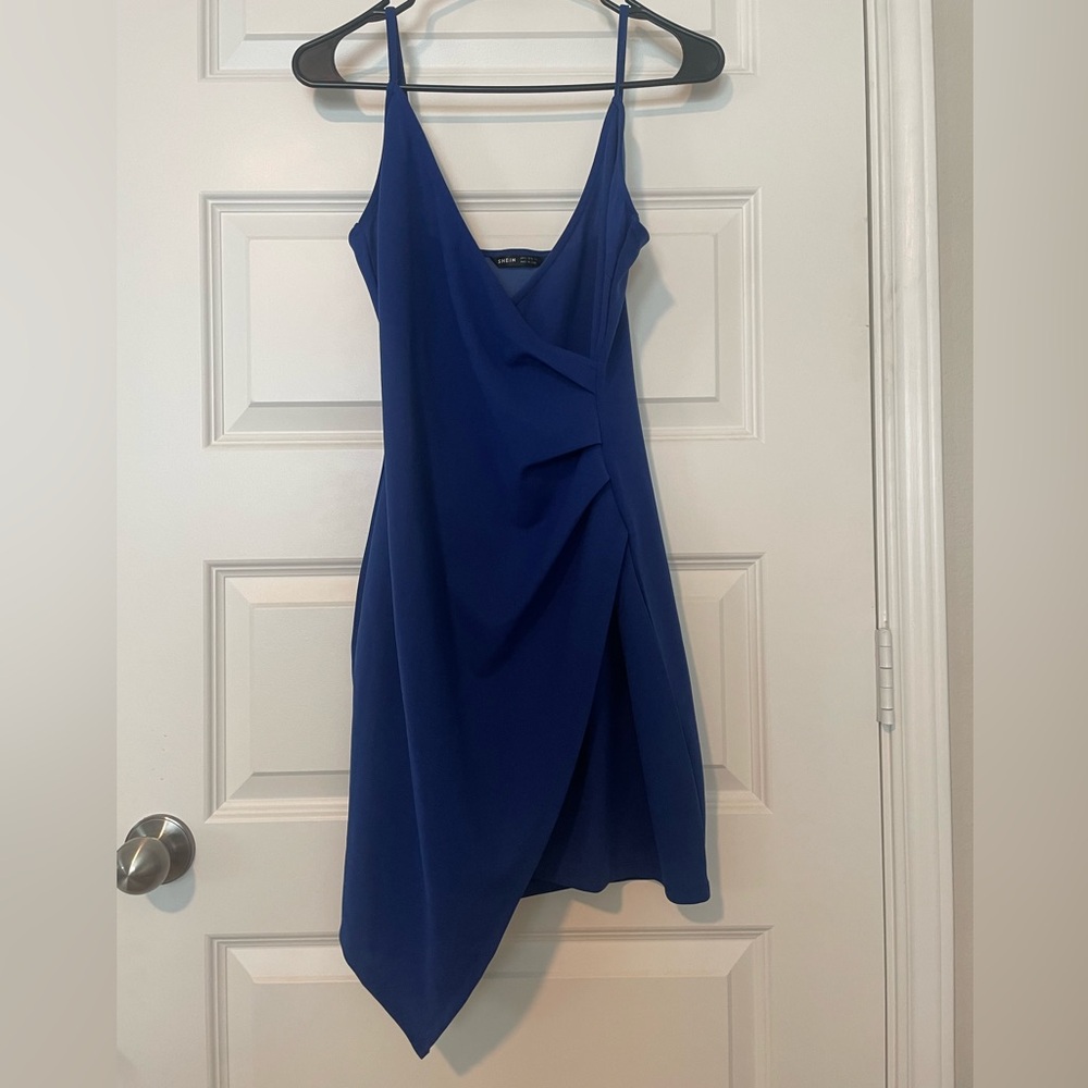 Sexy Blue Wrap Women's Dress